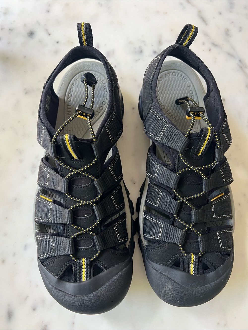 Keen Men’s  Black Sandal with Yellow Accents
